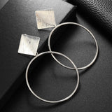 Geometric Round Clip Earrings Metal Big Earrings Women Ear Clip Jewelry
