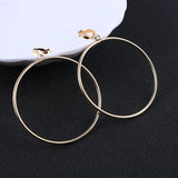 Geometric Round Clip Earrings Metal Big Earrings Women Ear Clip Jewelry