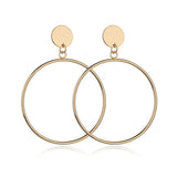 Geometric Round Clip Earrings Metal Big Earrings Women Ear Clip Jewelry