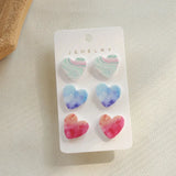 Colorful Heart Acrylic Earrings Leopard Stripe Set