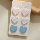 Colorful Heart Acrylic Earrings Leopard Stripe Set