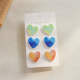 Colorful Heart Acrylic Earrings Leopard Stripe Set