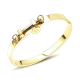 Geometric Round Tag LOVE Bangle Stainless Steel Double Ball Bangle