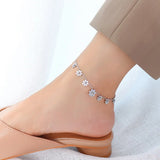 Geometric Flower Foot Chain Anklet Stainless Steel Plated Women's Accessories