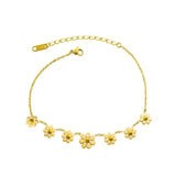 Geometric Flower Foot Chain Anklet Stainless Steel Plated Women's Accessories
