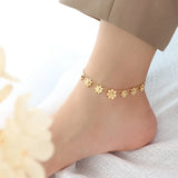 Geometric Flower Foot Chain Anklet Stainless Steel Plated Women's Accessories