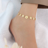 Geometric Flower Foot Chain Anklet Stainless Steel Plated Women's Accessories