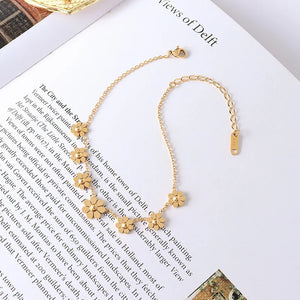 Geometric Flower Foot Chain Anklet Stainless Steel Women's Accessories