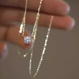 CZ Stone Necklace Clear Cubic Zirconia 925 Sterling Silver Collar