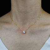 Geometric Single CZ Stone Necklace 925 Sterling Silver Collar