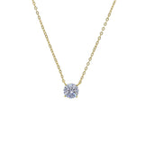 Geometric Single CZ Stone Necklace 925 Sterling Silver Collar
