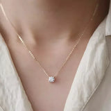 CZ Stone Necklace Clear Cubic Zirconia 925 Sterling Silver Collar