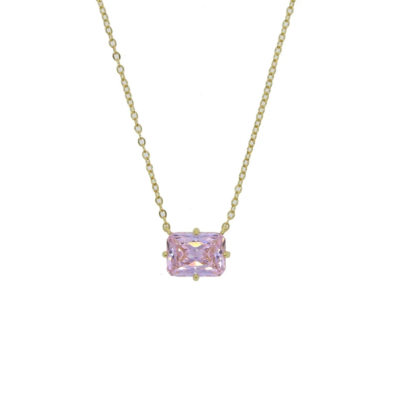 Colorful Cubic Zirconia Geometric Necklace