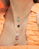Colorful Cubic Zirconia Geometric Necklace