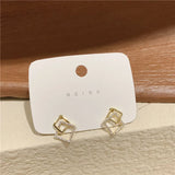 Square Rhinestone Clip Earrings No Piercing Minimalist Jewelry