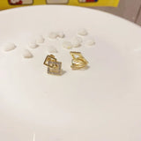 Square Rhinestone Clip Earrings No Piercing Minimalist Jewelry