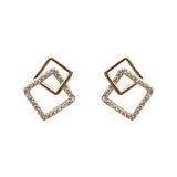 Square Rhinestone Clip Earrings No Piercing Minimalist Jewelry