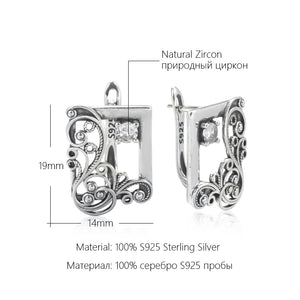 Geometric Zircon Clip Earrings Vintage Jewelry