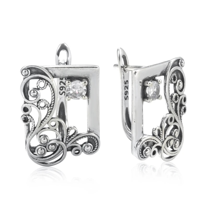 Geometric Zircon Clip Earrings Vintage Jewelry