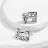 Geometric Zircon Clip Earrings Vintage Jewelry