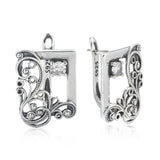 Geometric Zircon Clip Earrings Vintage Jewelry