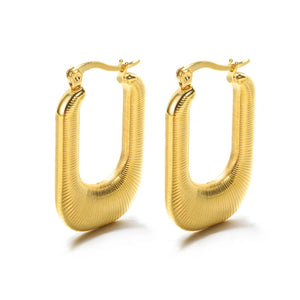 Vintage Square Hoop Earrings Stainless Steel Steampunk Dangle Jewelry