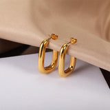 Vintage Square Hoop Earrings Stainless Steel Steampunk Dangle Jewelry