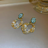 Geometric Square Set Auger Flowers Earrings