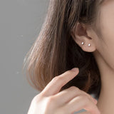 Square Tiny Stud Earring 925 Sterling Silver Ear Jewelry Gift