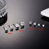 Square Zircon Stud Earrings Set Stainless Steel 12 Pairs Lot