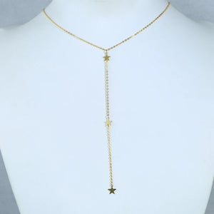 925 Silver Geometric Star Drop Charm Necklace for Women