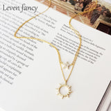 Geometric Star Sun Crystal Silver Choker Pendant Necklace