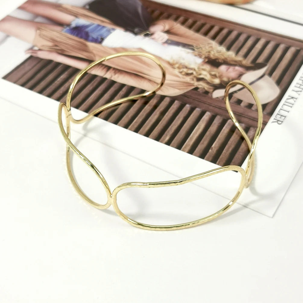 Geometric Alloy Torques Choker Necklace Vintage Bib Neck Jewelry