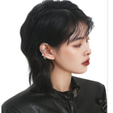 Geometric Tassel Chain Clip Earring for Women 925 Silver Plated