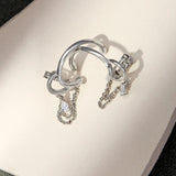 Geometric Tassel Chain Clip Earring for Women 925 Silver Plated