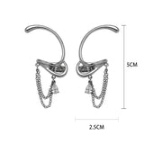 Geometric Tassel Chain Clip Earring for Women 925 Silver Plated