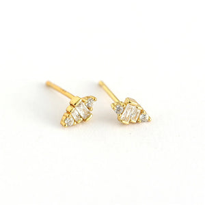 Geometric Trapezoid Stud Earrings Sterling Silver Zircon for Women Girls