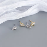 Geometric Trapezoid Stud Earrings Sterling Silver Zircon for Women Girls