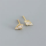 Geometric Trapezoid Stud Earrings Sterling Silver Zircon for Women Girls