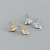 Geometric Trapezoid Stud Earrings Sterling Silver Zircon for Women Girls
