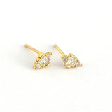 Geometric Trapezoid Stud Earrings Sterling Silver Zircon for Women Girls