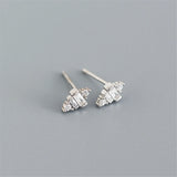 Geometric Trapezoid Stud Earrings Sterling Silver Zircon for Women Girls