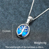 Opal Tree of Life Pendant Necklace 925 Silver Chain Women's Jewelry