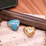 Geometric Triangle Alloy Clip Earrings, Oil Painting Enamel Brincos for Women