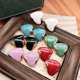 Geometric Triangle Alloy Clip Earrings, Oil Painting Enamel Brincos for Women