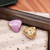 Geometric Triangle Alloy Clip Earrings, Oil Painting Enamel Brincos for Women