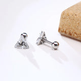 Men's Triangle Stud Earrings, Stainless Steel CZ Gift for Him