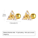 Men's Triangle Stud Earrings, Stainless Steel CZ Gift for Him