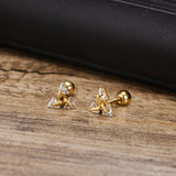 Men's Triangle Stud Earrings, Stainless Steel CZ Gift for Him