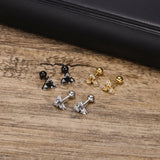Men's Triangle Stud Earrings, Stainless Steel CZ Gift for Him